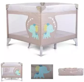 Moni Laufstall Giant klappbar mit Matratze, grau-beige