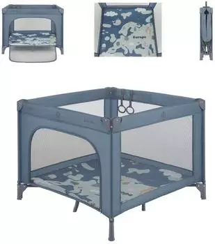 KIKKABOO Enjoy Laufstall faltbar mit Matratze, blau