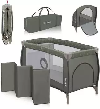 Lionelo Sven Plus 2-in-1 Reisebett und Laufstall, ab Geburt (LO-SVEN PLUS BEIGE OLIVE)