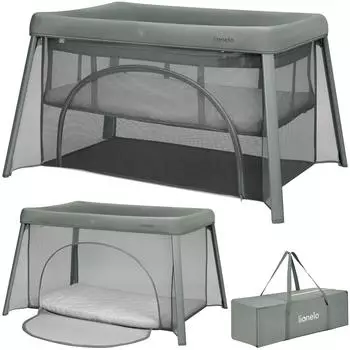 Lionelo Mila Reisebett 2in1 klappbar, 4cm Matratze, grün (LO-MILA GREEN SAGE)