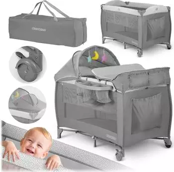 Ricokids Reisebett mit Matratze, Wiegefunktion, faltbar, bis 15kg (RK-242)