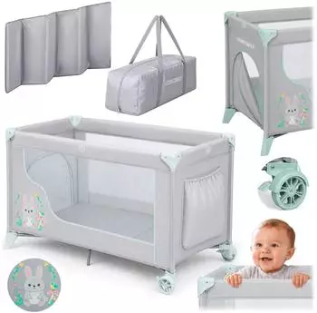 Ricokids RK-240 Reisebett faltbar mit Matratze, Rollen und Seiteneingang (RK-240)