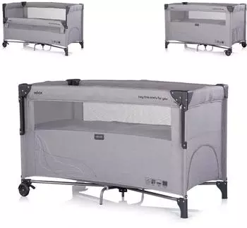 Chipolino Reisebett Relax Leinen, 2 Ebenen, faltbar, grau (KOSIRE262PL)