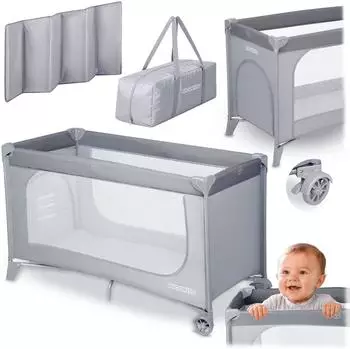 Ricokids Reisebett faltbar mit Rollen, Seiteneingang, bis 15kg (RK-240)