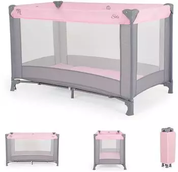 Moni Reisebett Solo mit Faltmatratze & Aufbewahrungstasche, faltbar, pink