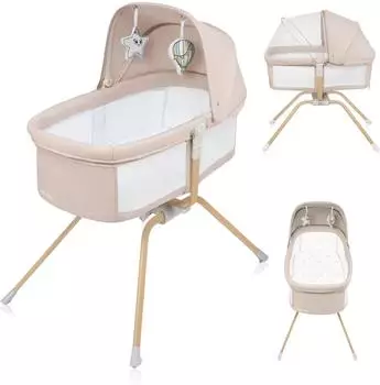 Lionelo Malin Evo Reisebett 3-in-1 mit Schaukelfunktion, faltbar, 0–9kg (LO-MALIN EVO BEIGE NATURAL)