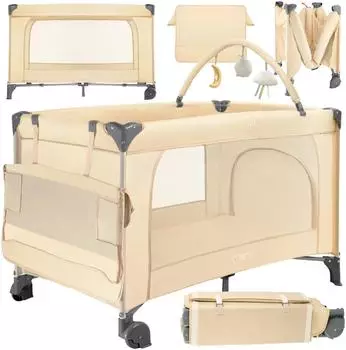 Momi BELOVE PLUS Reisebett 2-in-1, faltbar, beige (LOZE00026)