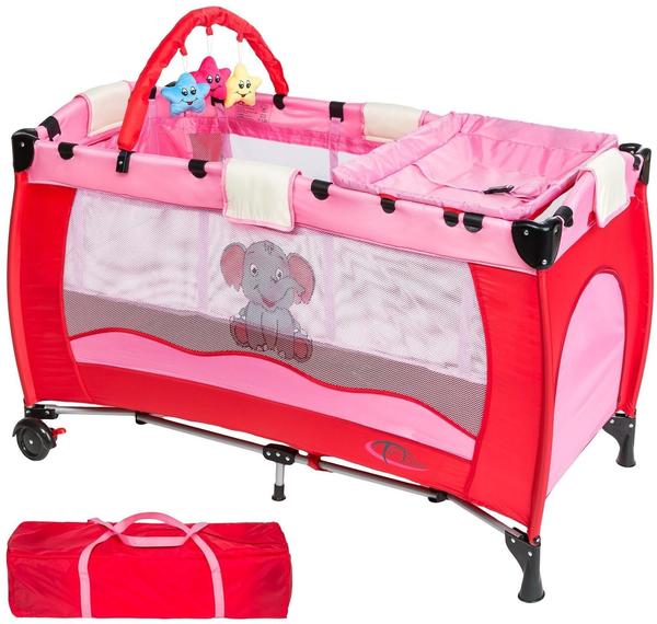 TecTake Kinderreisebett Elefant mit Wickelauflage - Pink