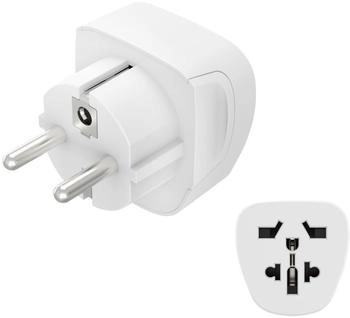 Hama Reiseadapter Typ E und F, 3-polig, universal, Welt nach Europa, Weiß (00223456)