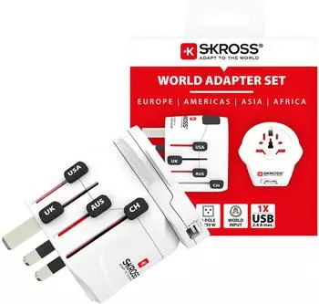 Skross World Adapter Pro World & USB 3-polig, 7A (1.302539)
