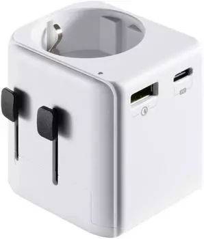 Ewent EW1472 Universeller Reiseadapter EU f&uuml;r USA/UK/AUS/CN, wei&szlig; (EW1472)