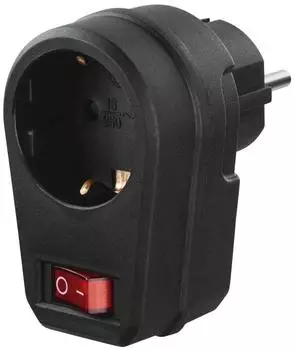 Hama Steckdosenadapter Schuko mit Schalter, schwarz