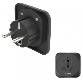 Hama Reiseadapter Typ E/F, 3-polig, universal, schwarz (00223461)