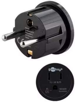 Goobay Reiseadapter US/Japan-Buchse Typ B auf Schutzkontaktstecker Typ F, schwarz (45350)