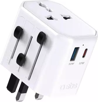 SBS Mobile Universeller Reiseadapter USB-C/USB-A (EU, UK, US, AUS) wei&szlig; (TEADAPTUSBTCUNI)