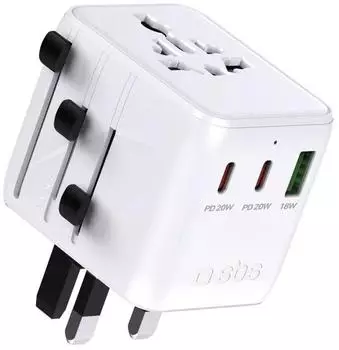 SBS Mobile Reiseadapter USB-C/USB-A EU/UK/US/AUS/JP, wei&szlig;