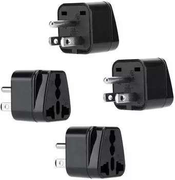 Intirilife Steckdosen-Adapter Typ B Schuko, 4er-Set, schwarz (DE-142553)