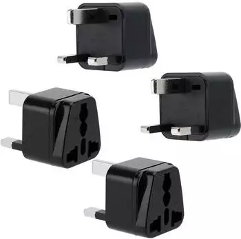 Intirilife Steckdosen-Reiseadapter UK Typ G auf Schuko, schwarz, 4er-Set (DE-142552)