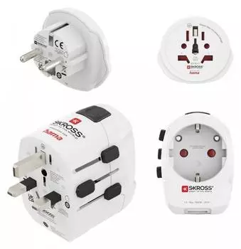 Hama World Travel Pro Light USB Reiseadapter-Set, 3-polig, 2x USB (00223464)