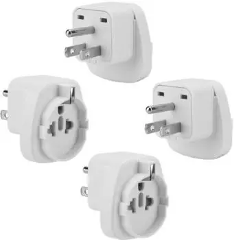 Intirilife Reiseadapter Typ B auf EU Schuko, 4er-Set, weiß (DE-142554)
