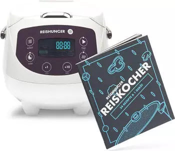 Reishunger Mini Reiskocher 0,6l wei&szlig; inkl Kochbuch