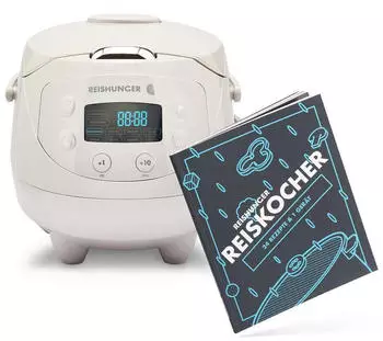 Reishunger Mini Reiskocher 0,6l grau inkl Kochbuch