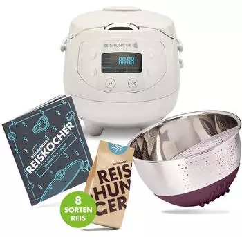 Reishunger Mini Reiskocher 0,6l Set grau - 11-teiliges Starterset
