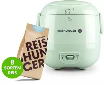 Reishunger Mini Reiskocher 0,3l + Inkl 8 Reissorten Vorteils-Set Salbeigrün