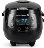 Reishunger Digitaler Mini Reiskocher (0,6l) + Reiskocher Kochbuch | Schwarz