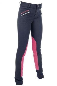 HKM My First Reithose mit Kniebesatz dunkelblau/pink (5627)