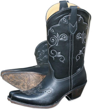 Stars & Stripes Damen- Cowgirlstiefel Lederstiefel Western WBL-29 schwarz