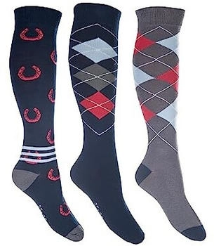 HKM Riding Socks Cardiff dunkelblau/rot