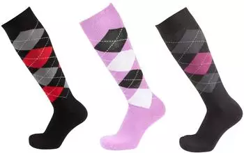 Pfiff Riding Socks checkered anthrazit-grau-pink/schwarz-grau-rot/lila-schwarz-flieder