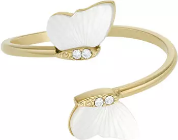 Fossil Ring Sutton Radiant Wings Butterfly Wei&szlig;es Perlmutt