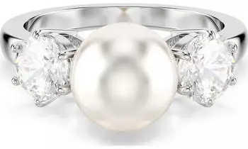 Swarovski Matrix Cocktailring Kristallperle wei&szlig;