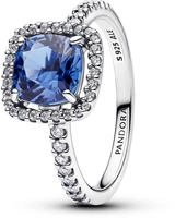 Pandora 193550C01 Damenring Silber Funkelndes Quadrat Blau Heiligenschein