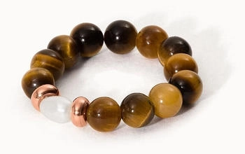 PURELEI Anxiety Tiger‘s Eye Pearl Ring mit Perle roségold