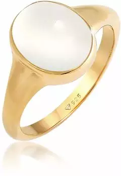 Elli Siegelring Mondstein Oval 925 Silber vergoldet (4050878598921)