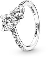 Pandora 191198C01 Silberring f&uuml;r Damen Funkelnde Herzen Solit&auml;r