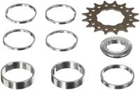 Single Speed Ritzel / Distanzring-Set 16 Z&auml;hne, silber, 9-teilig (1 Set)