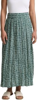 Tom Tailor High Waist Midi-Rock aus Viskose abstract tel green grid design (1046452_38116)