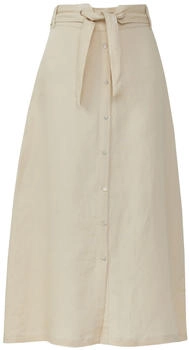 s.Oliver Ausgestellter Midirock mit dekorativer Knopfleiste und gemustertem Gürtel Beige 2168282.8061.