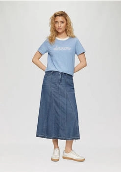 s.Oliver Ausgestellter Midirock aus Denim mit ausgefranstem Saum blau 2163590.53Z4.