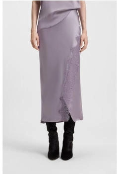 Hugo Boss Maxirock aus Satin im Wickel-Stil mit Spitzenbesatz Style C_Vlace 50548389 Flieder