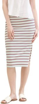 Tom Tailor Denim Gestreifter Midirock mit Waffelstruktur white multicolor stripe (1042416_35338)