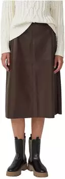 s.Oliver Midi-Rock aus Kunstleder in A-Linie braun 2172920.8945.
