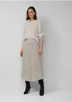 s.Oliver Schimmernder Plissee-Rock mit Elastikbund in Midi-Länge creme 2173379.07W1.