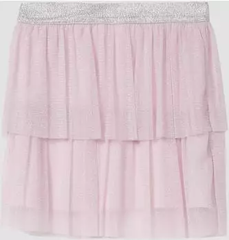 s.Oliver Kurzer Mesh-Rock mit Raffung und Glitzer pink 2175961.4117.