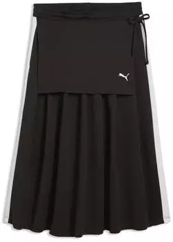 Puma T7 Midi Faltenrock Damen Kleidung Schwarz Black (634622_01)