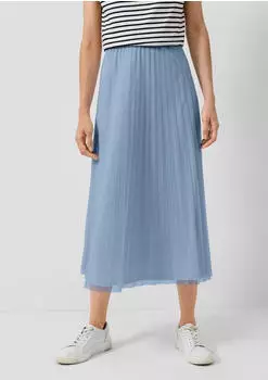 s.Oliver Plissierter Midi-Meshrock mit Jerseyfutter blau 2174482.5104.